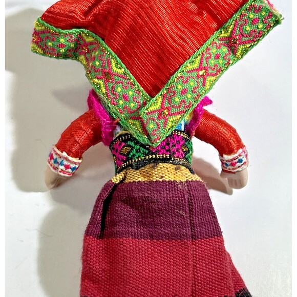 Vintage Pair Of Porcelain Jointed Colorful Ethnic Doll Keychains 4" - READ - Picture 5 of 11